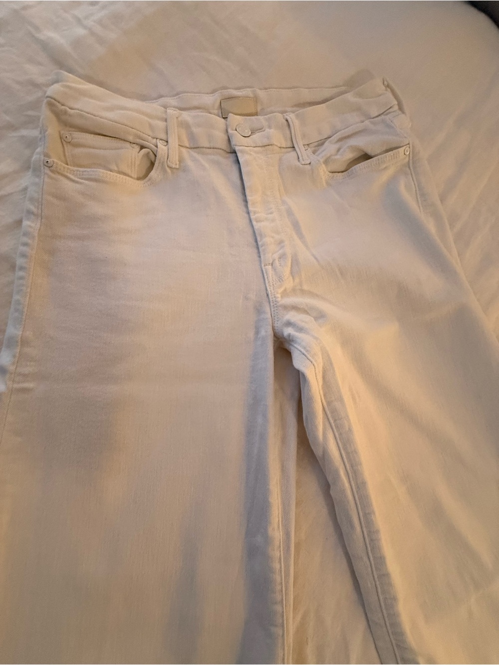 MOTHER Wide-Leg Jeans in White